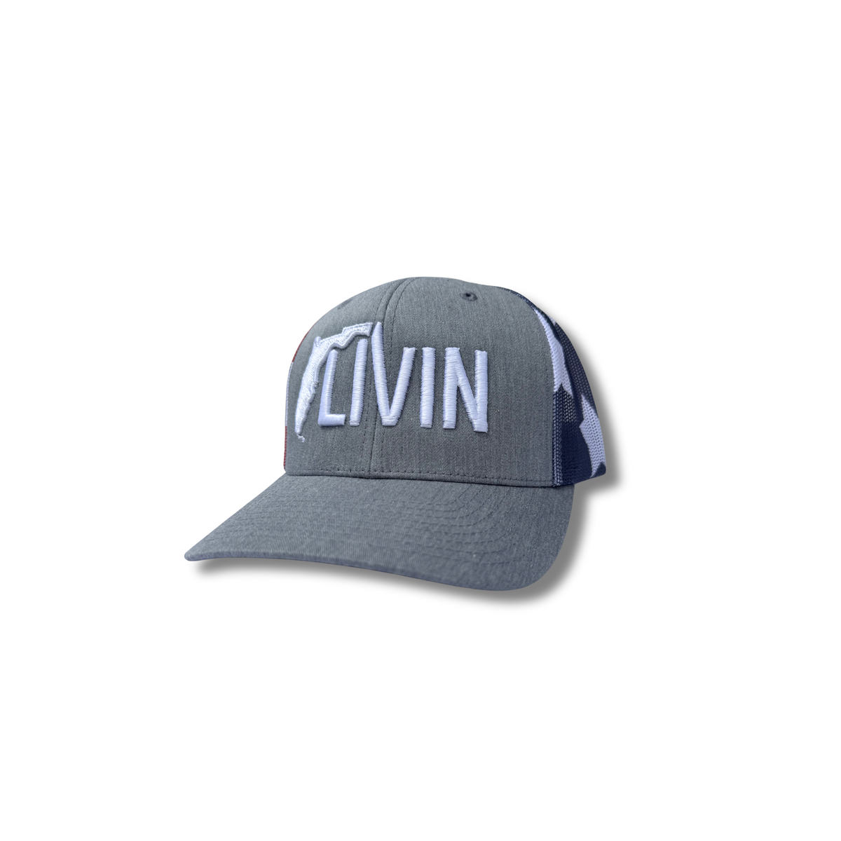 FL Livin Heather Grey Stars & Stripes Snapback Mesh hat