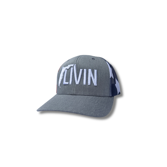 FL Livin Heather Grey Stars & Stripes Snapback Mesh hat